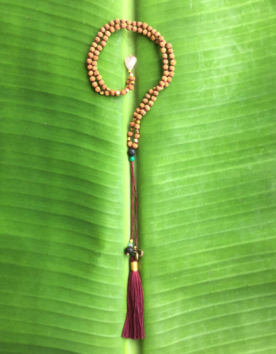 [MALA] RUDRAKSHA MORGANITE HEART