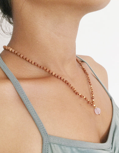 [MALA] RUDRAKSHA MORGANITE HEART