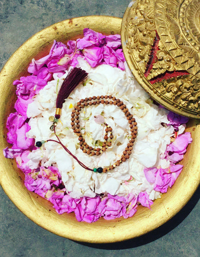 [MALA] RUDRAKSHA MORGANITE HEART