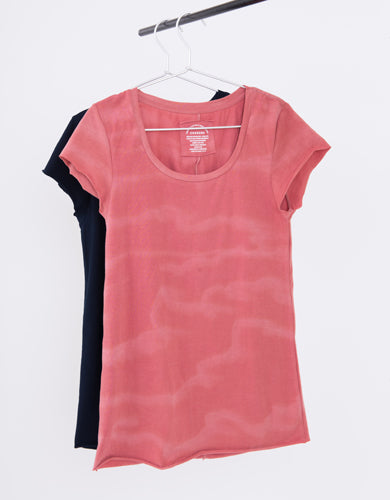 [PLAIN] TOPS T-SHIRT PINK & INDIGO